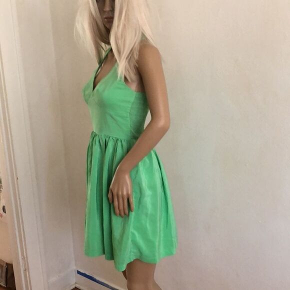 VTG Amanda  Uprichard Silk Neon Green Cutout Spring Summer Mini Dress size O P - Picture 3 of 7